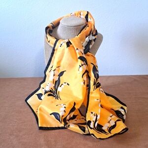 Glentex vintage scarf floral yellow 43" by 13"